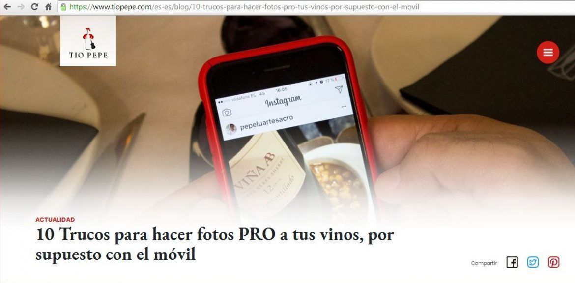 Una fotografía de nuestro director, portada en un post publicado en www.tiopepe.com Una foto de nuestro director, portada en un post publicado en www.tiopepe.com - Gastronomía y Moda