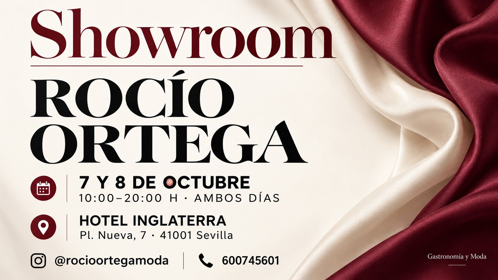Rocío Ortega celebra un showroom de moda en el Hotel Inglaterra de Sevilla los días 7 y 8 de octubre - Gastronomía y Moda