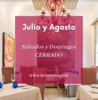 Horario de verano 2024 en el restaurante Becerrita - Gastronomía y Moda