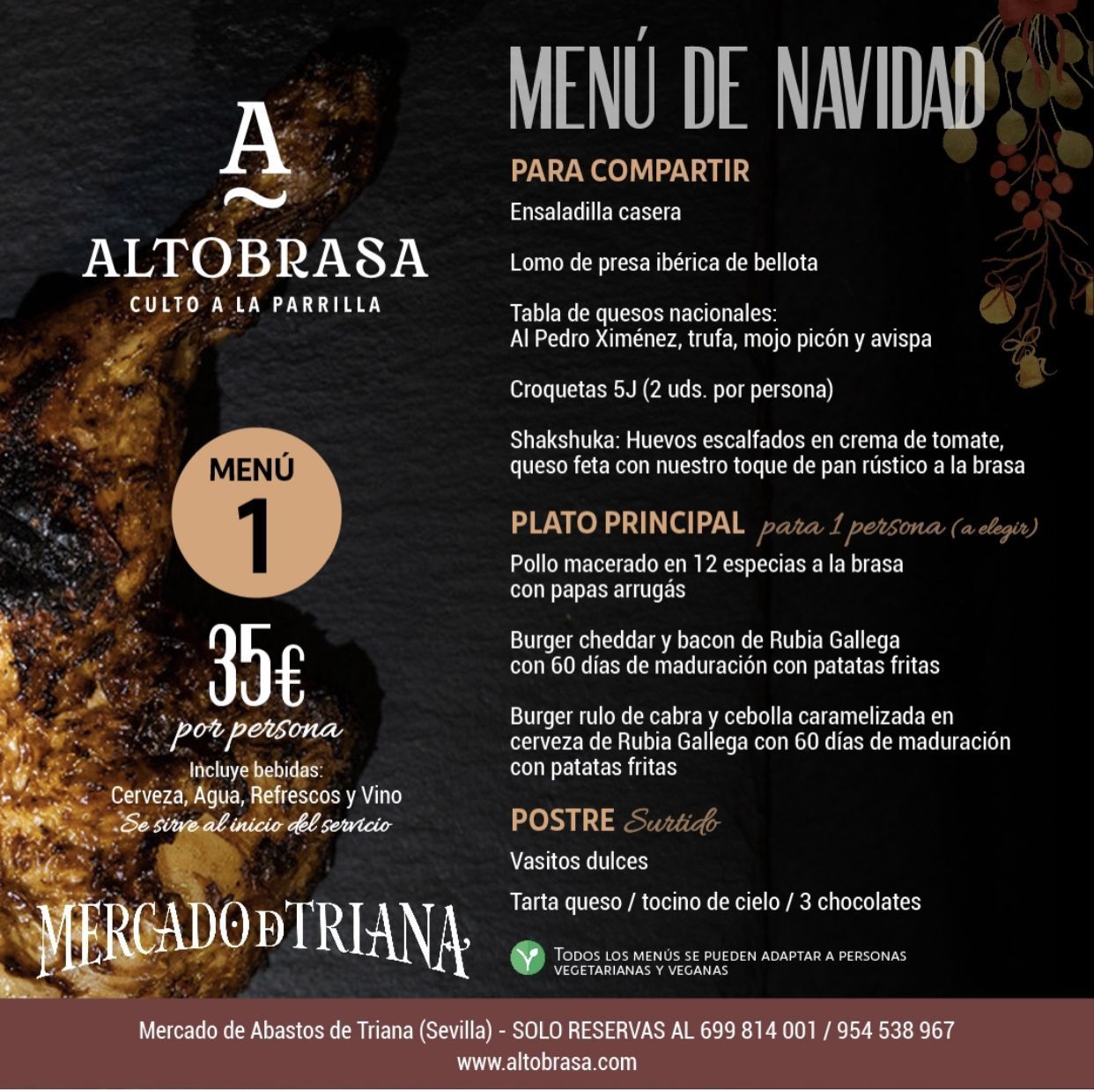 Altobrasa, el restaurante que triunfa en Sevilla, da a conocer sus variados menús para esta Navidad 2023 - Gastronomía y Moda