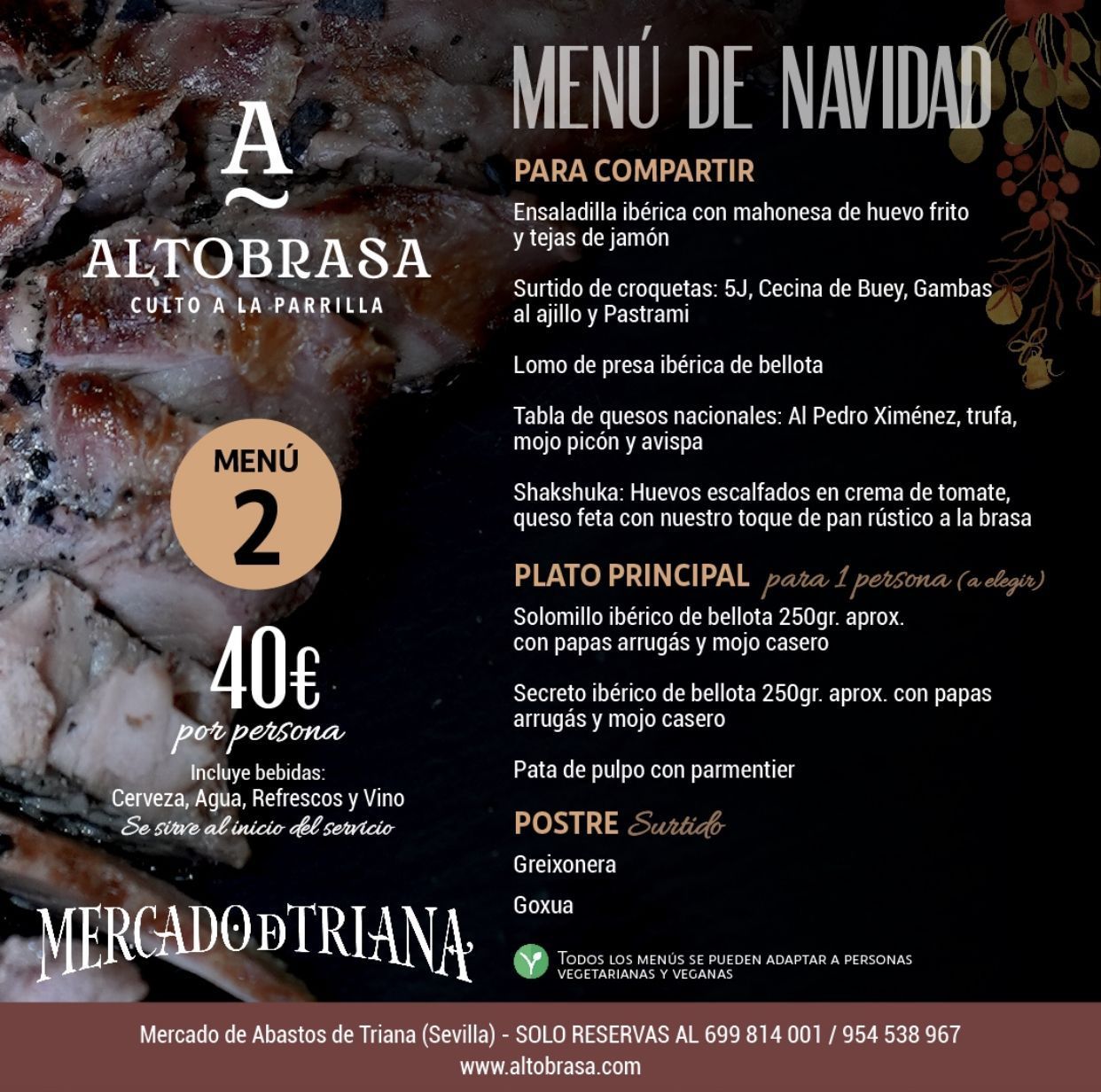 Altobrasa, el restaurante que triunfa en Sevilla, da a conocer sus variados menús para esta Navidad 2023 - Gastronomía y Moda