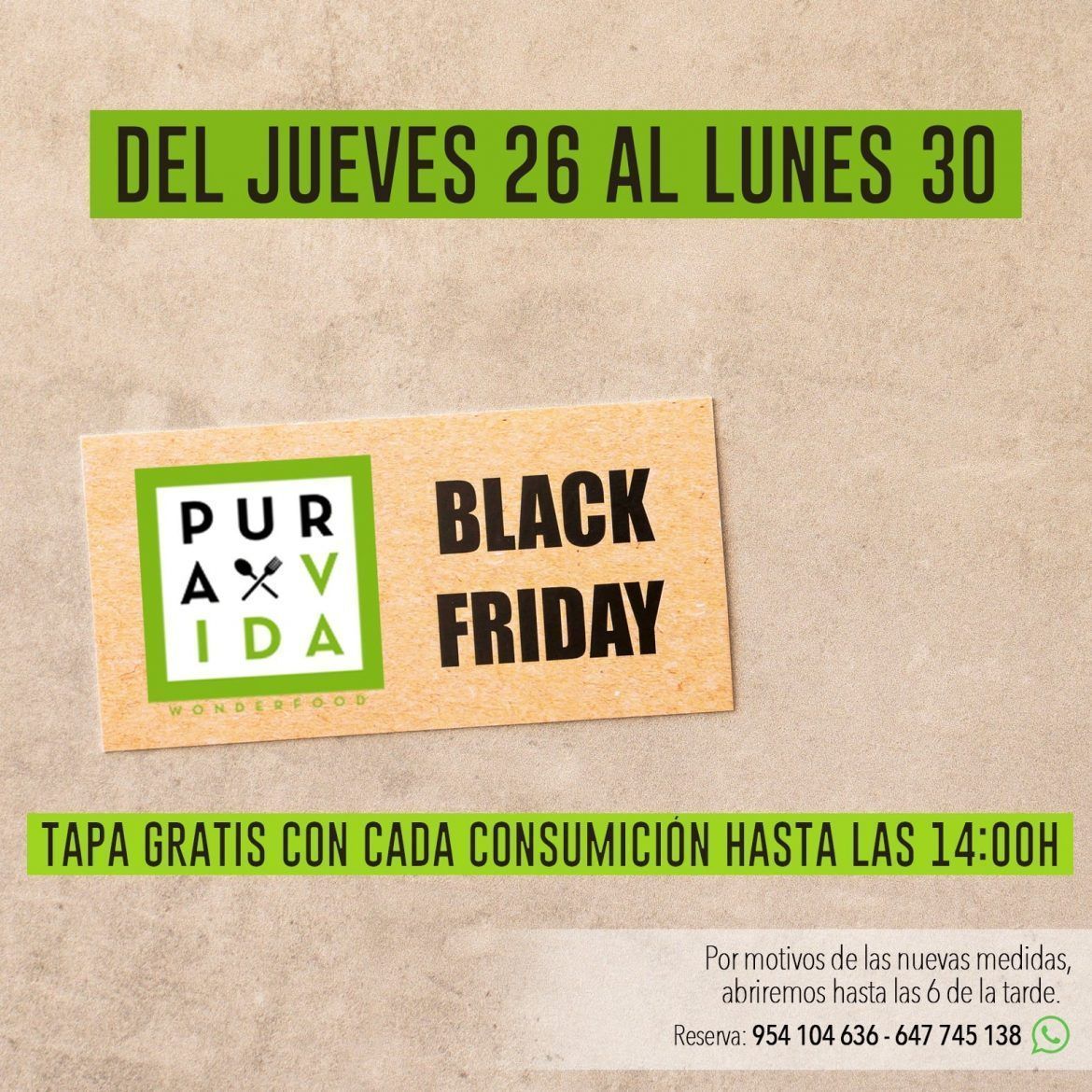 Llega el Black Friday al restaurante Pura Vida en el centro comercial Lagoh - Gastronomía y Moda