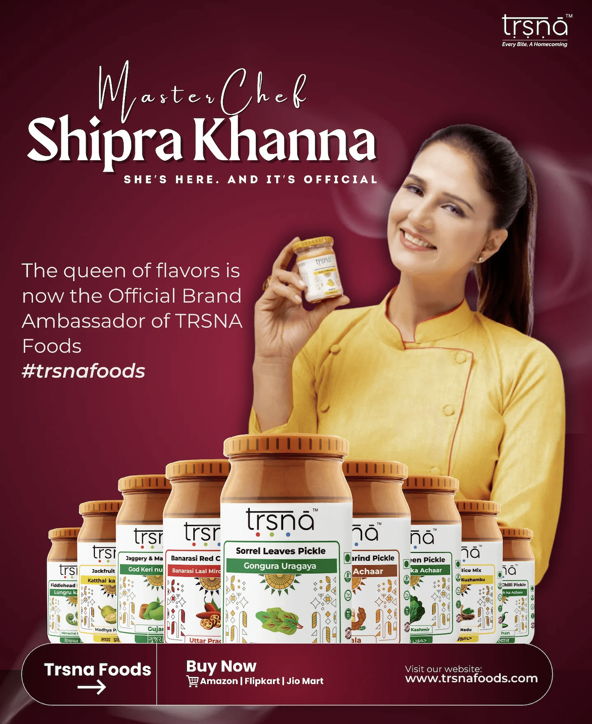 Shipra Khanna se une a TRSNA Foods como embajadora oficial de la marca - Gastronomía y Moda