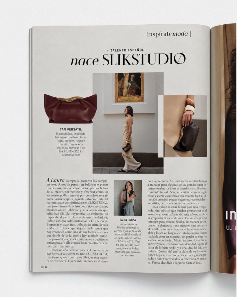 SLIKSTUDIO, la firma de bolsos artesanales de Ubrique, protagonista en la revista Woman - Gastronomía y Moda