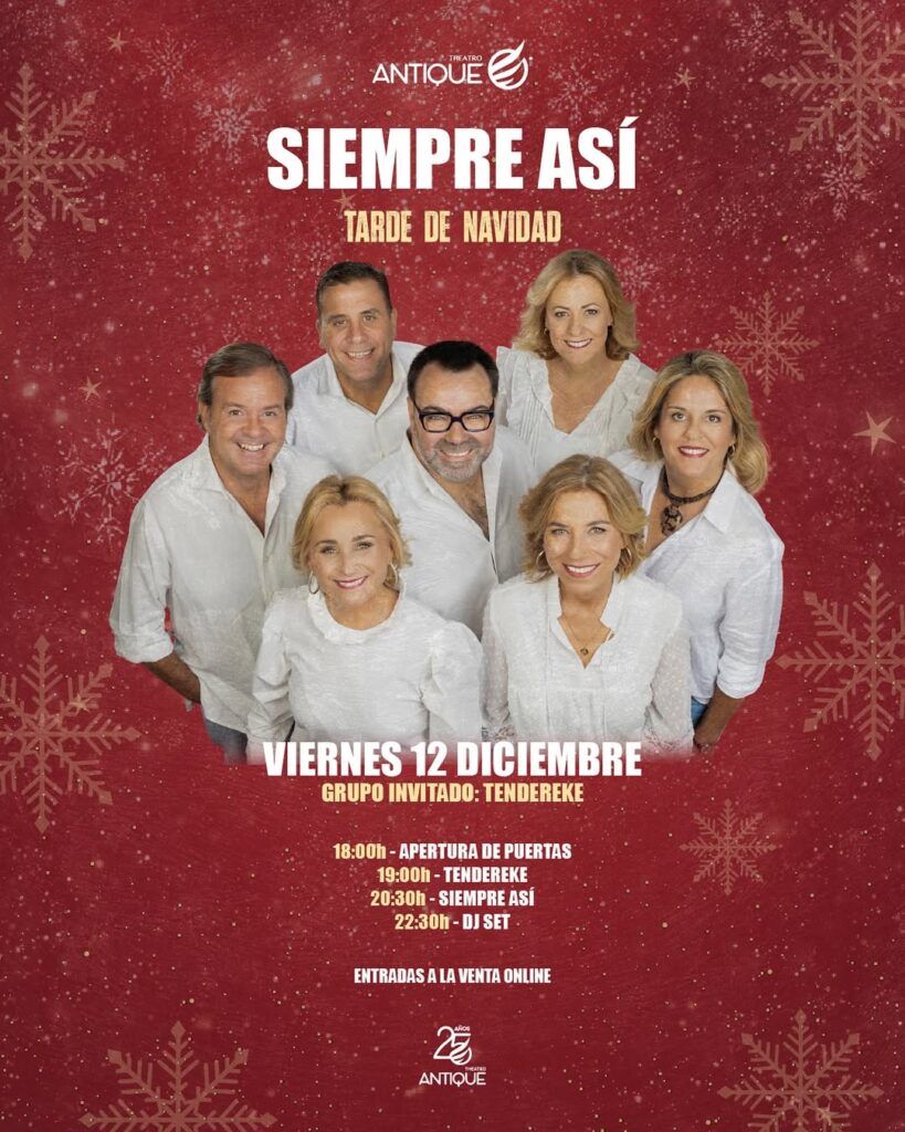 Siempre Así anuncia concierto en Sevilla el 12 de diciembre: música y Navidad en la Sala Antique - Gastronomía y Moda