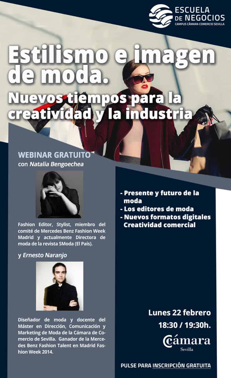 Estilismo e imagen de moda. Nuevos tiempos para la creatividad y la industria - Webinar - Escuela de Negocios de la Cámara de Comercio de Sevilla - Gastronomía y Moda